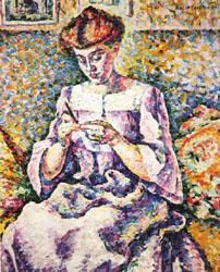 Lucie Cousturier Woman Crocheting Norge oil painting art